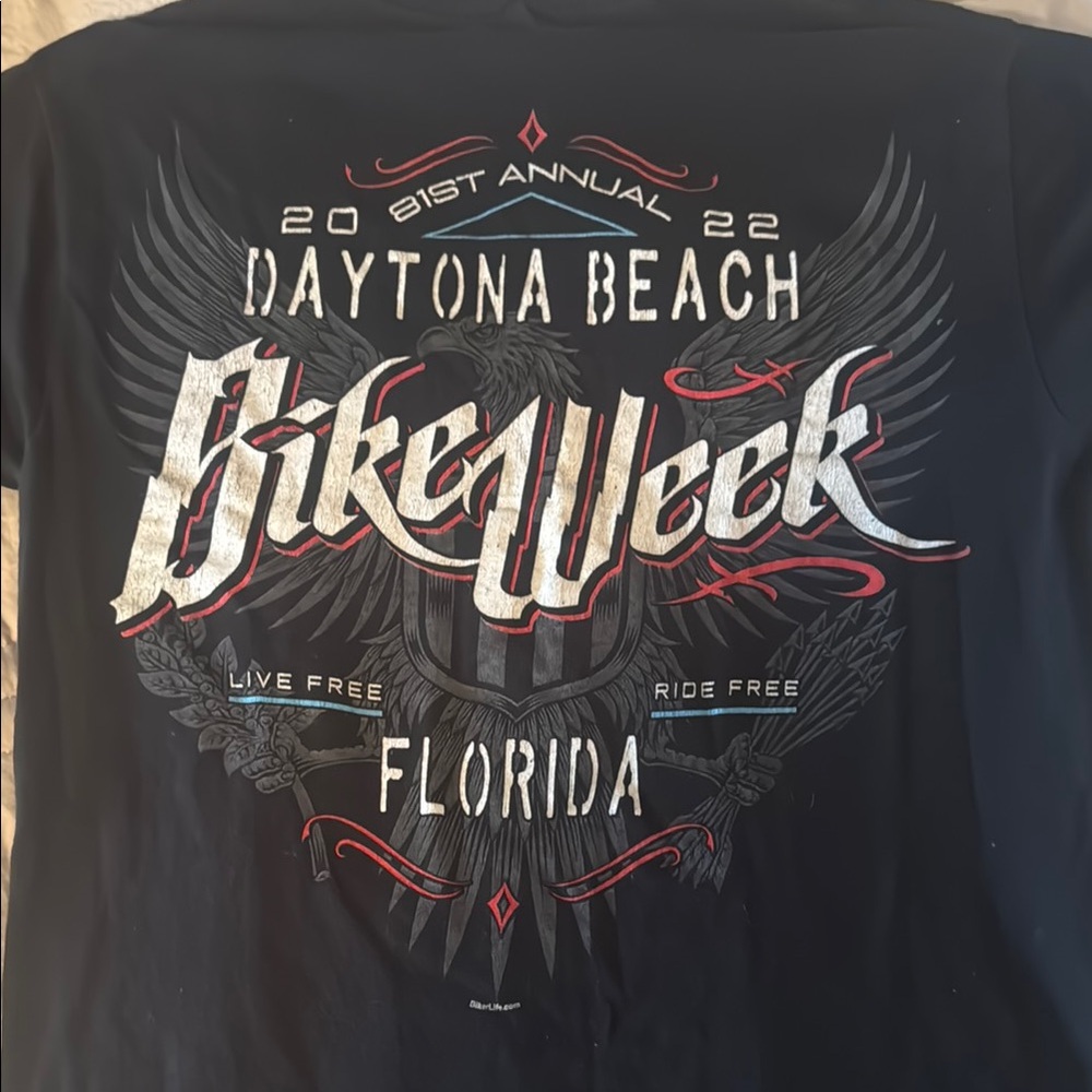 Harley Davidson Black Short Sleeve Tee with Daytona Beach Graphic